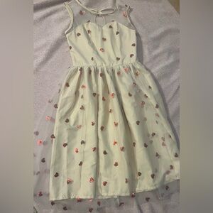 Cream Dress with Red Heart Accents